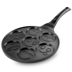 MegaChef Happy Face Emoji 10.5 Inch  Aluminum Nonstick Pancake Maker Pan with Cool Touch Handle