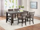 Dining Room Furniture Counter Height Dining Table w Side Shelves Rustic Espresso 5pc Dining Set Table and 4x High Chairs Unique Design Back