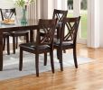 7pcs Dining Set Dining Table 6 Side Chairs Clean Espresso Finish Cushion Seats X Design back Chairs