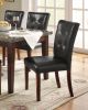 Dark Cherry Finish Wooden 6pc Dining Set Marble Top Table with 4 Side Chairs Bench Seating Dark Brown Faux Leather Upholstered Dining Kitchen Furnitur