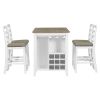 TREXM 5-Piece Multi-Functional Rubber Wood Counter Height Dining Set with Padded Chairs and Integrated 9 Bar Wine Compartment, Wineglass Holders for D