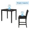 TOPMAX 5-Piece Kitchen Table Set Faux Marble Top Counter Height Dining Table Set with 4 PU Leather-Upholstered Chairs, Black