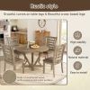 5pcs Table Set Round Dining Table Solid Wood Modern Farmhouse Rustic Look Distressed Look