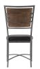 Rustic Industrial Style 5pc Dining Set Round Table and 4x Side Chairs Faux Leather Seat Metal Frame Burnished Brown Finish and Gray Metal Finish Kitch