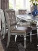 Glamorous Silver Finish Dining Set 7pc Dining Table 2x Armchairs 4x Side Chairs Crystal Button Tufted Upholstered Modern Style Furniture