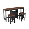 TOPMAX Farmhouse Rustic 3-piece Counter Height Wood Dining Table Set with Cabinet,2 Storage Drawers and 2 Stools for Small Places,Black+Cherry