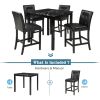 TOPMAX 5-Piece Kitchen Table Set Faux Marble Top Counter Height Dining Table Set with 4 PU Leather-Upholstered Chairs, Black