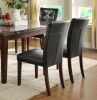 Dark Cherry Finish Wooden 7pc Dining Set Marble Top Table and 6 Side Chairs Dark Brown Faux Leather Upholstered Dining Kitchen Furniture Set