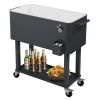 87.5*91*38.5cm 80QT Rectangular Plastic Box Iron Foot Tube Refrigeration and Insulation Cart Dark Grey