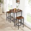 Bar Table Set, Square Bar Table with 2 Bar Chairs, Industrial Style Bar Chairs for Kitchen Breakfast Table, Bar, Living Room, Banquet Hall, Space Savi