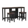 TOPMAX Farmhouse Rustic 3-piece Counter Height Wood Dining Table Set with Cabinet,2 Storage Drawers and 2 Stools for Small Places,Black+Cherry