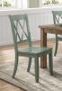 5pc Dining Set Natural Finish Table and 4x Side Chairs Teal Finish Wooden Kitchen Dining Room Furniture