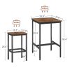 Bar Table Set, Square Bar Table with 2 Bar Chairs, Industrial Style Bar Chairs for Kitchen Breakfast Table, Bar, Living Room, Banquet Hall, Space Savi