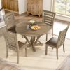 5pcs Table Set Round Dining Table Solid Wood Modern Farmhouse Rustic Look Distressed Look