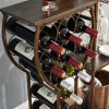 Grey 11 Bottle Wine Bakers Rack, 5 Tier Freestanding Wine Rack with Hanging Wine Glass Holder and Storage Shelves, Wine Storage Home Bar for Liquor an