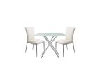 3 Pieces 36" Inch Contemporary Elegance Squared Dining Set In Soft White