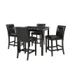 TOPMAX 5-Piece Kitchen Table Set Faux Marble Top Counter Height Dining Table Set with 4 PU Leather-Upholstered Chairs, Black