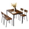 Dining Table Set 5-Piece Dining Chair with Backrest, Industrial style, Sturdy construction. Rustic Brown, 43.31'' L x 27.56'' W x 30.32'' H.