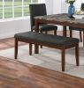 Dining Room Furniture Modern 6pcs Set Dining Table 4x Side Chairs and A Bench Ash Black Polyfiber Rubberwood Nailheads Faux Marble Top