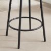 Round bar stool set with shelf, upholstered stool with backrest Grey, 23.62'' W x 23.62'' D x 35.43'' H.