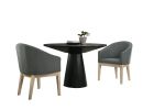 Jasper Ebony Black 3 Piece 47" Round Dining Table Set with Gray Barrel Chairs