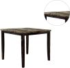 Contemporary Counter Height Dining 5pc Set Table w 4x Chairs Brown Finish Birch Faux Marble Table Top Tufted Chairs Cushions Kitchen Dining Room Furni