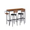 Bar Table Set with wine bottle storage rack. Rustic Brown,47.24'' L x 15.75'' W x 35.43'' H.