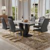 Table and chair set, modern dining table, patterned table top and black MDF leg table, soft and comfortable dining chair, perfect for dinner, meetings