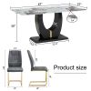 Table and chair set, modern dining table, patterned table top and black MDF leg table, soft and comfortable dining chair, perfect for dinner, meetings