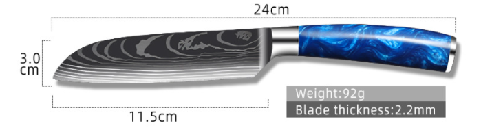 8-inch Chef Knife with Blue Resin Handle (Option: 5inch Santoku knife)