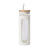 Glass Water Tumble Straw Silicone Bamboo Lids Iced Coffee Cup Bottle Reusable