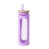 Glass Water Tumble Straw Silicone Bamboo Lids Iced Coffee Cup Bottle Reusable