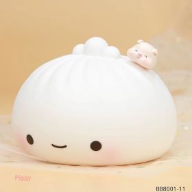 1pc Cute Dumpling Night Light; Silicone Cute Bun Lamp With Touch Control; Kawaii Nursery Light For Room Bedroom Home Decor; Valentine's Day Birthday G (Items: White Pig)