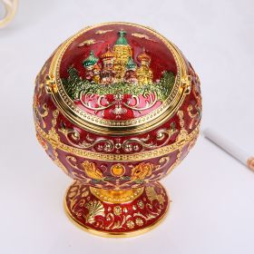 Windproof Ashtray with Flip Lid for Cigarette Metal Portable Smoking Tobacco Ashtray Indoor Outdoor; Handicrafts Rose Pattern Cl (Color: Golden Red)