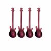 4Pcs Metal Guitar Spoon Flatware Set 18/10 Stainless Steel Guitar Spoons Creative Milk Coffee Spoon Ice Cream Candy Teaspoon