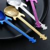 4Pcs Metal Guitar Spoon Flatware Set 18/10 Stainless Steel Guitar Spoons Creative Milk Coffee Spoon Ice Cream Candy Teaspoon